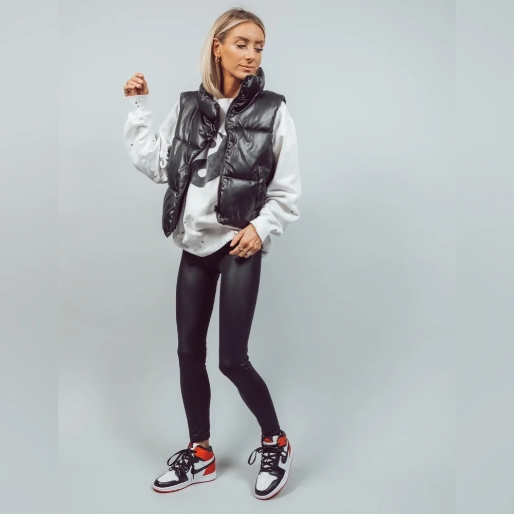 Faux Leather puffer vest - Picture 3 of 6